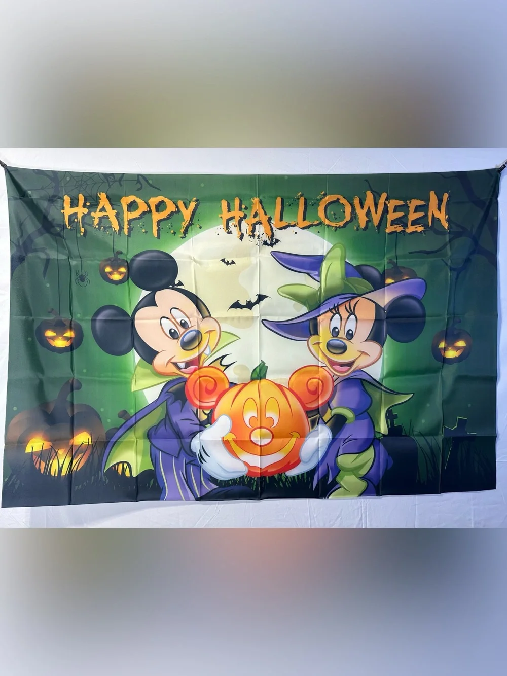 Mickey & Minnie Mouse Happy Halloween Backdrop Banner 5x3Ft.